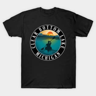 Clear Bottom Lake Kayaking Michigan Sunset T-Shirt